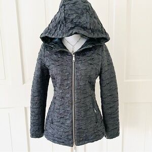 Prada gunmetal gray ruched parka 44